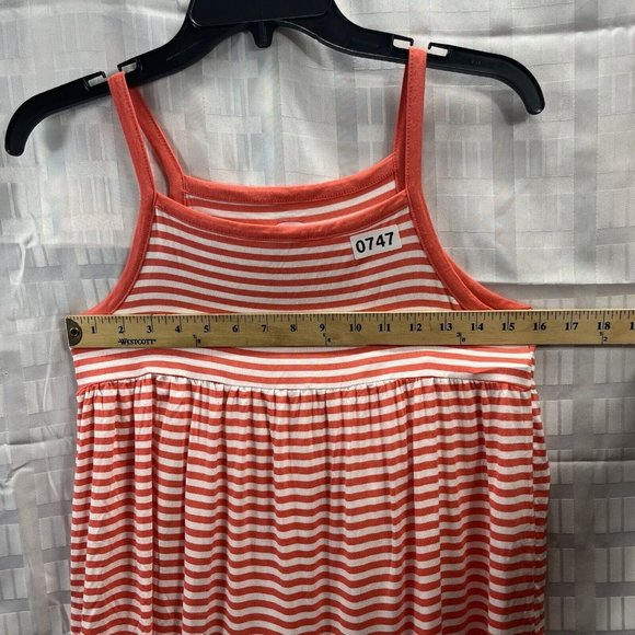 Old Navy Girls Orange and  White Stripe Tank Top Size L (12-14)Sleeveless - Picture 4 of 9